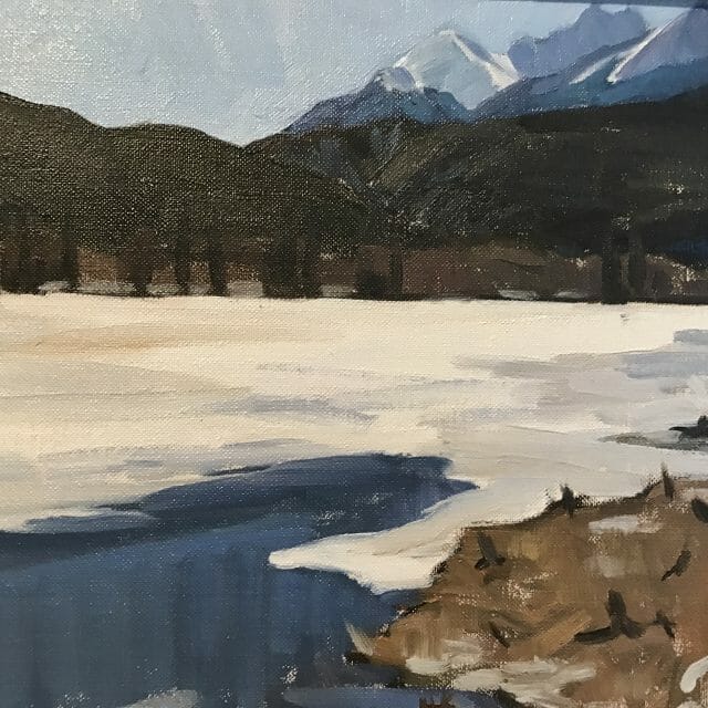 Banff oil on Canvas by Catharine Robb Whyte of Beaver Lodge, Vermillion Lake