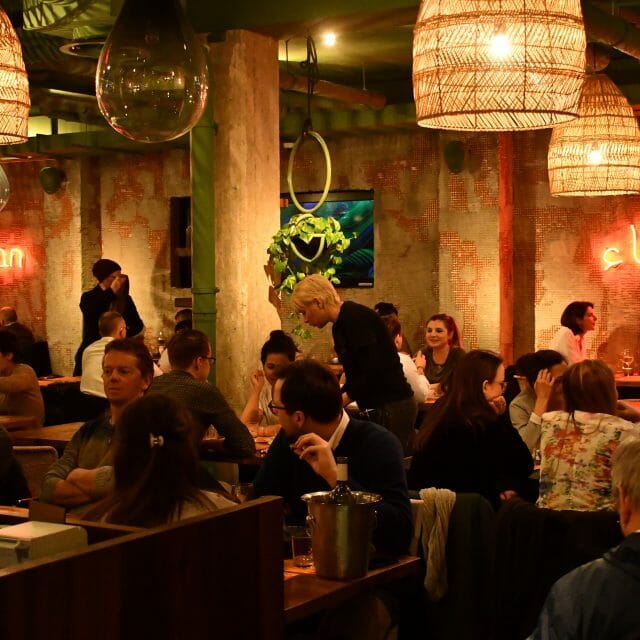 Frankfurt's Bar Shuka Restaurant with Hebrew and. Arabic