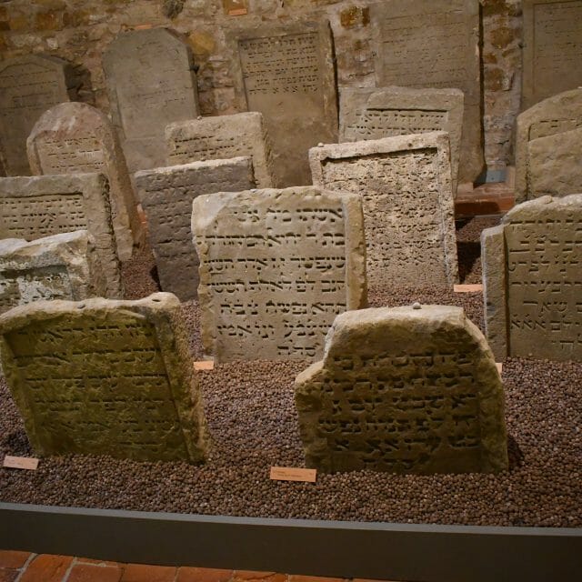 Rothenburg Medieval Jewish Gravestones inside Rothenburg Museum