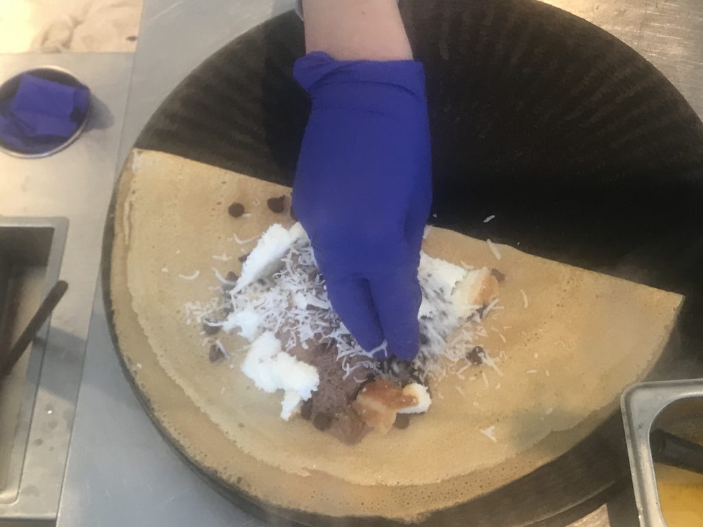 Crepe Shack- Preparing a German Chocolate Cake Crepe