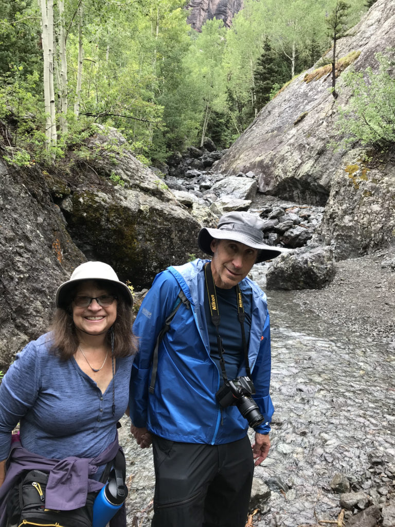 Sandy and Ira Bornstein Hiking at Telluride's Bridal Veil Falls July 2020