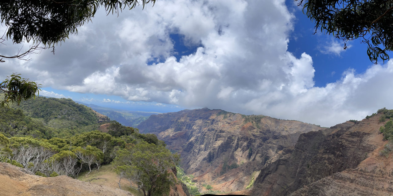 SBornstein Kauai Panoramic shot of Waimea Canyon while trekking down Canyon Trail