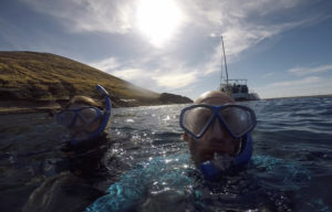 Sandy and Ira snorkeling near Ni'ihau Hawaii