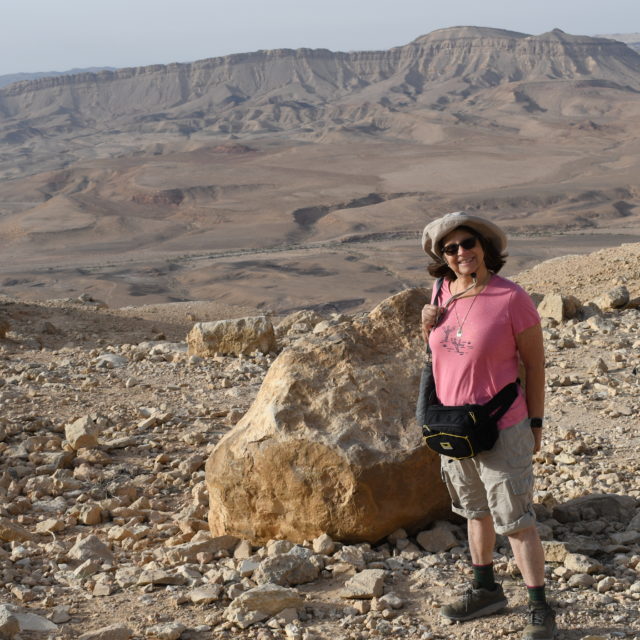 Sandy Bornstein at the Makhtesh Ramon in Israel's Negev Image taken by Ira Bornstein