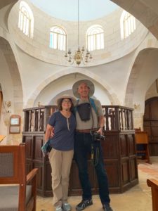 Sandy and Ira Bornstein inside the Avraham Avinu Synagogue in Hebron Image taken by Eric Tomer